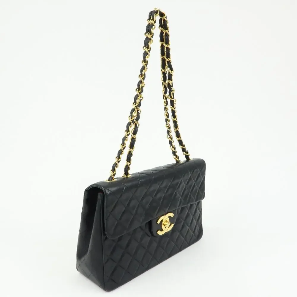 Chanel Jumbo Matelasse 34 Lambskin Flap Bag Black